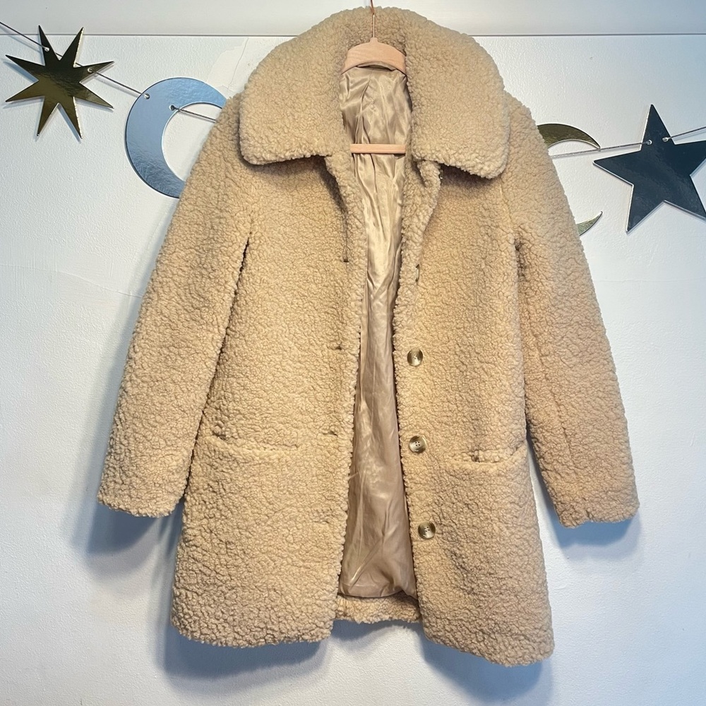 & Other Stories Tan Teddy Jacket Faux Shearling Coat